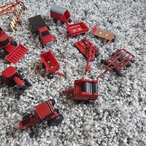 Lot of 14 Case Red Diecast Farm Vehicles Set - Tractors, Combine, Truck, Trailer
